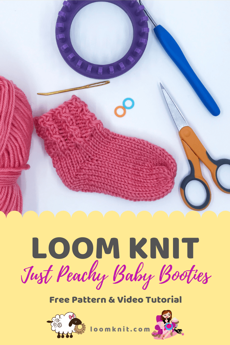 Just Peachy Baby Booties #loomknit #loomknitting #loomknitforbabies #loomknittingpatterns #freeloomknitpattern